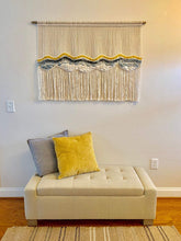 Load image into Gallery viewer, macrame wall hanging, fiber art, wall tapestry, boho wall hanging, boho headboard, wall art, wall decor