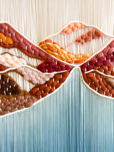 Load image into Gallery viewer, macrame wall hanging, fiber art, yarn wall hanging, boho tapestry, boho headboard, colorful wall art, mountain decor, red rock canyon