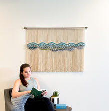 Load image into Gallery viewer, macrame wall hanging, fiber art, wall tapestry, boho wall hanging, boho headboard, wall art, wall decor