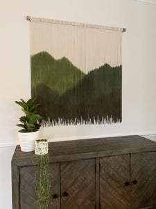 macrame wall hanging, olive green art, home decor, wall art, woven wall hanging