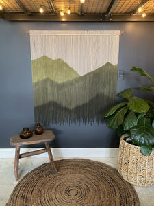 macrame wall hanging, olive green art, home decor, wall art, woven wall hanging