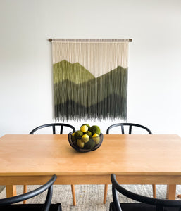 macrame wall hanging, olive green art, home decor, wall art, woven wall hanging